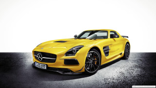 Yellow mercedes sls amg digital - a black floor free wallpaper