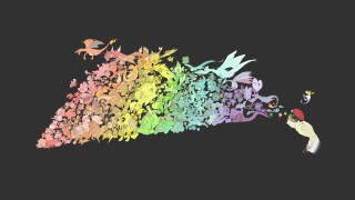 Rainbow people line bird top - mosaic free wallpaper for desktop