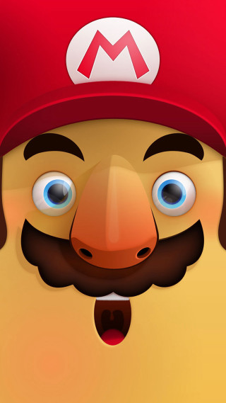 Cartoon character mustache red hat - face free wallpaper for mobile