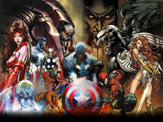 Avengers characters giant spider man 2 - a group of avengers characters free wallpaper
