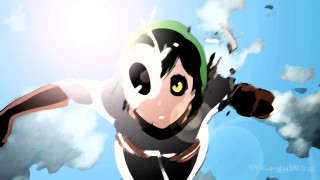 Cartoon character flying arms outstretched - action painting free wallpaper