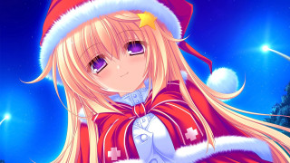 Anime girl santa hat blonde - a santa hat free wallpaper for desktop