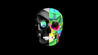 Colorful skull black background white - skull free wallpaper