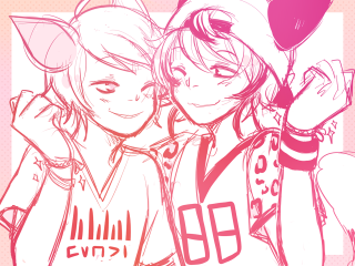 Anime characters hugging balloon background - love free wallpaper