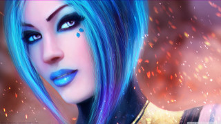 Blue haired woman blue eyes - blue hair free wallpaper