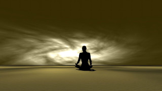 Meditation desert sky person sitting - liminal space free wallpaper