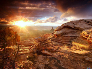 Sunset rocky mountain tree cloudy - a sky free wallpaper for desktop