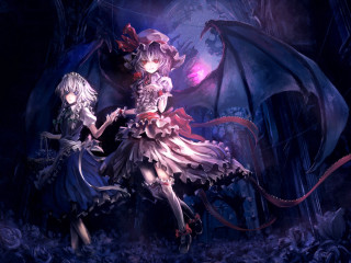 Anime characters dark room dragon - one holding free wallpaper for desktop