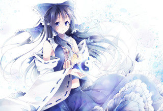 Anime girl long hair white - a blue bird free wallpaper