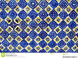 Blue yellow tile wall pattern - a mosaic free wallpaper for desktop