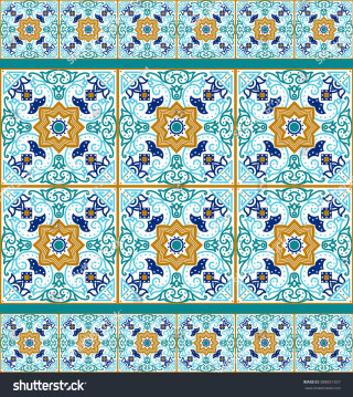 Blue orange tile pattern star - the middle free wallpaper for tablet