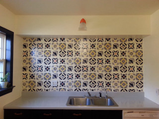 Kitchen sink tiled wall window - a mosaic free wallpaper