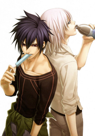 Couple brushing teeth hair dryer - anime free wallpaper for mobile