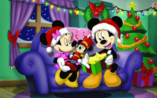 Mickey mouse couple couch christmas 2 - disney free wallpaper