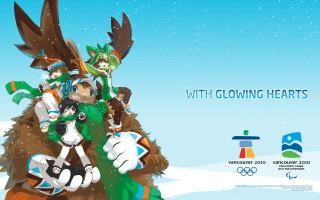 Group people snow mascot banner - a banner free wallpaper