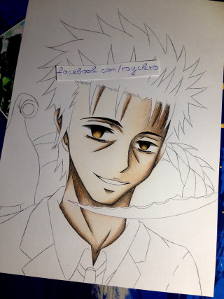 Man white shirt tie blue 2 - free anime wallpaper for mobile