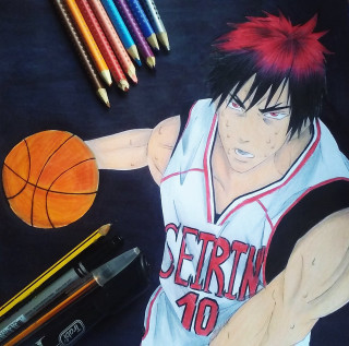 Basketball player red mohawk drawing - eizan kikukawa free wallpaper for tablet