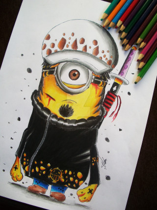 Minion hat knife colored pencils - graffiti art free wallpaper for mobile