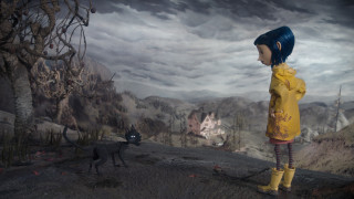Woman yellow raincoat black cat - alexander jansson free wallpaper