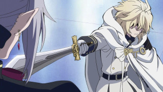 Anime couple swords smiling looking - their face free wallpaper