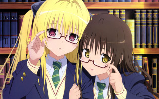 Anime girls school uniforms bookshelf - book free wallpaper
