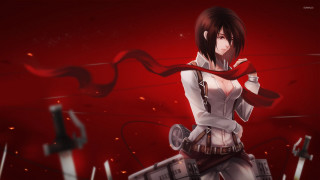 Woman red scarf gun hand - a red scarf free wallpaper