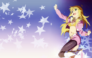 Blonde girl pink top skirt - the background of the image free wallpaper