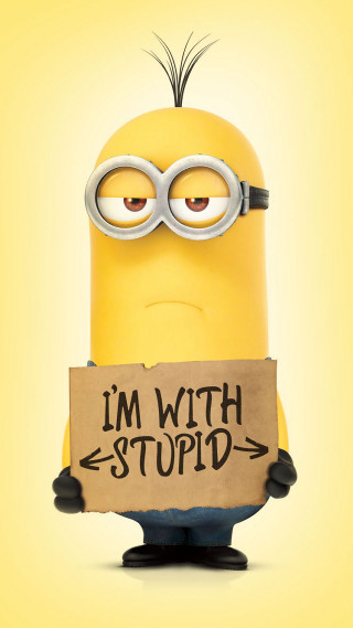 Minion holding sign im with - a sign free wallpaper