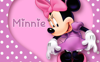 Minnie pink bow heart polka - free valentines wallpaper for desktop