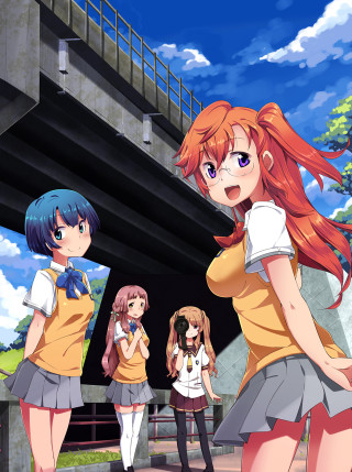 Anime girls bridge building sky - serial free wallpaper for mobile