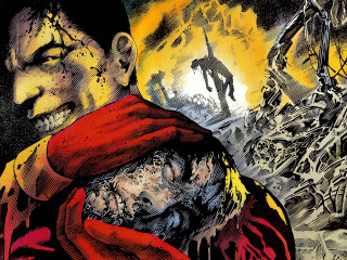 Bloody face red cape holding - dead free wallpaper