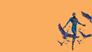 Woman birds orange background yellow - an orange background free wallpaper