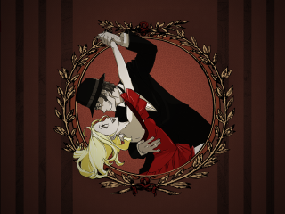 Man woman dancing circle red - a red wall behind them free wallpaper for desktop