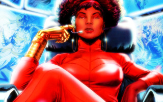 Woman red outfit chair hand - a hand free wallpaper