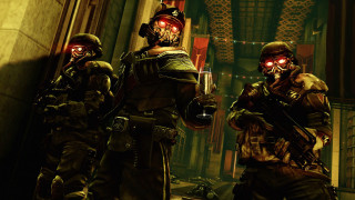 Soldiers hallway red eyes gun - a hallway free wallpaper