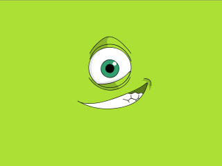 Green background cartoon character eyes - pixar style free wallpaper