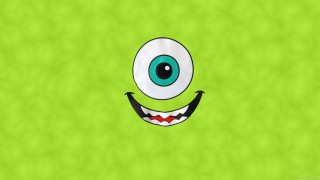 Green background cartoon face big - a black eye free wallpaper