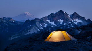 Tent rocky mountain night view 2 - a tent free wallpaper