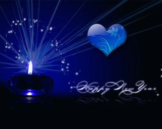 Blue candle heart blue background - light effect free wallpaper