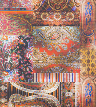 Colorful paisley pattern tree red - free vintage wallpaper for tablet