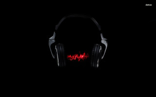 Headphones red light dark night - a red light free wallpaper