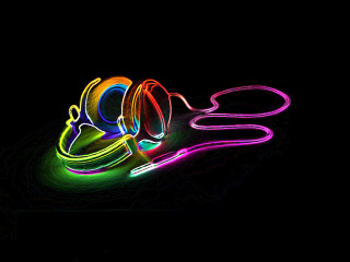 Black background neon colored object - a neon free wallpaper