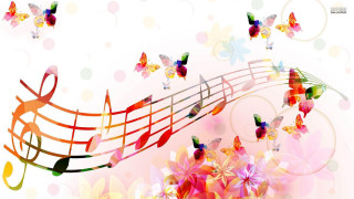 Colorful music note butterflies flowers - artgem free wallpaper for desktop
