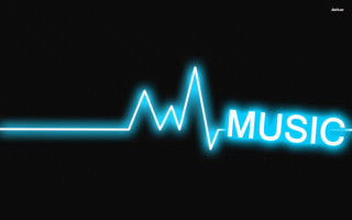 Neon blue music sign heartbeat 2 - expressive free wallpaper