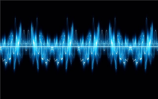 Sound wave blue lights black - studio quality free wallpaper
