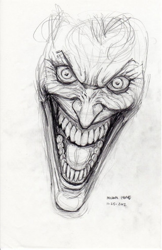 Joker creepy grin drawing face - a pencil sketch free wallpaper