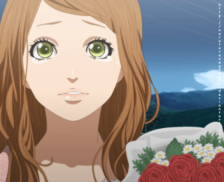 Girl long hair bouquet mountains - a bouquet of flowers in front free wallpaper