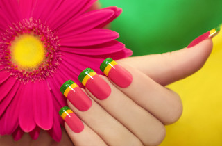 Womans hand pink flower yellow 2 - a womans hand free wallpaper
