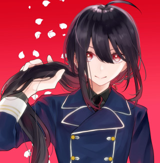 Anime girl black hair blue 13 - long black hair free wallpaper for tablet