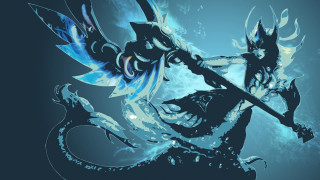 Woman sword dragon water background - epsylon point free wallpaper